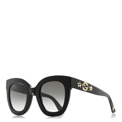 Gucci Acetate Crystal Star Round Frame Sunglasses GG0208S Black 1 of 8