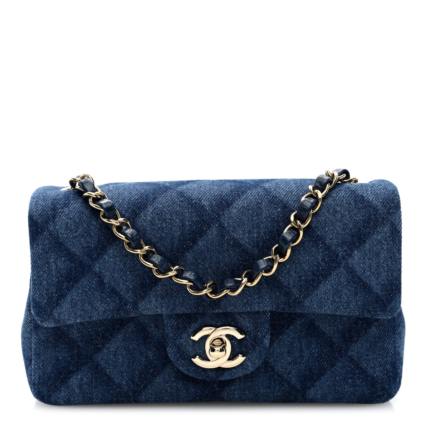Chanel Printed Denim Quilted Mini Rectangular Flap Dark Blue 1 of 10