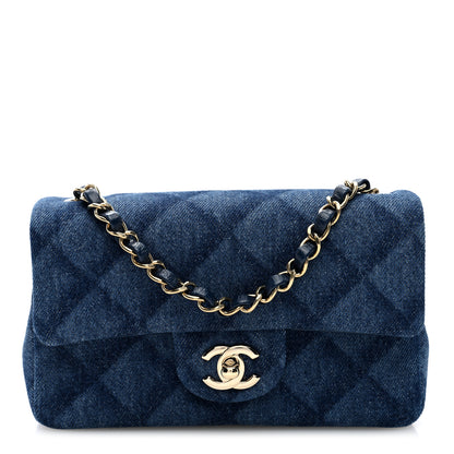 Chanel Printed Denim Quilted Mini Rectangular Flap Dark Blue 1 of 10