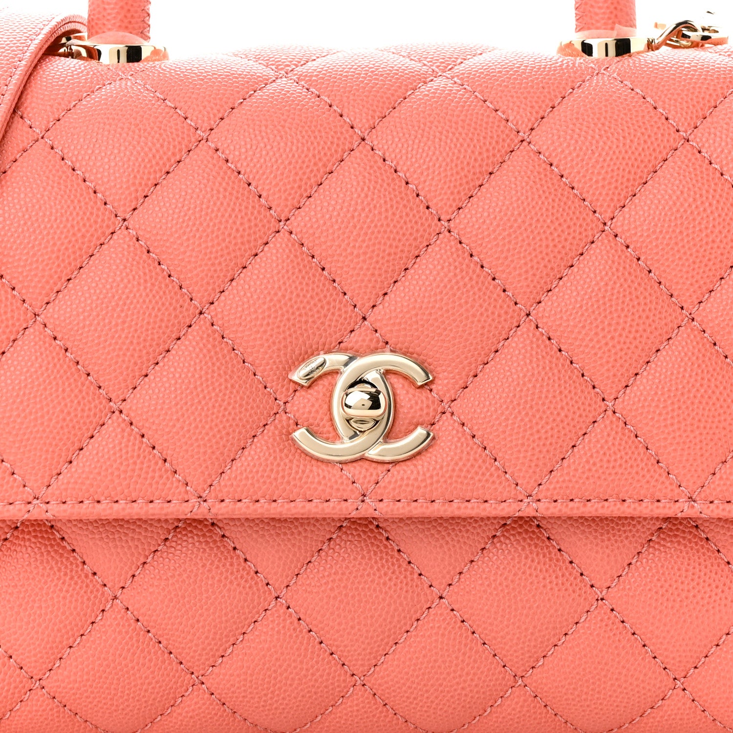 Chanel Caviar Quilted Mini Coco Handle Flap Coral 8 of 10