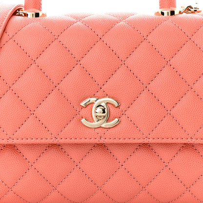 Chanel Caviar Quilted Mini Coco Handle Flap Coral 8 of 10