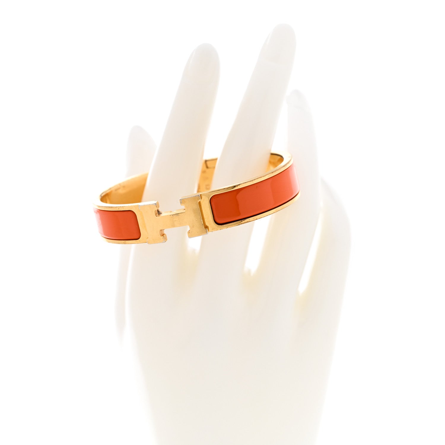Hermes Enamel Narrow Clic Clac H Bracelet PM Orange 2 of 9