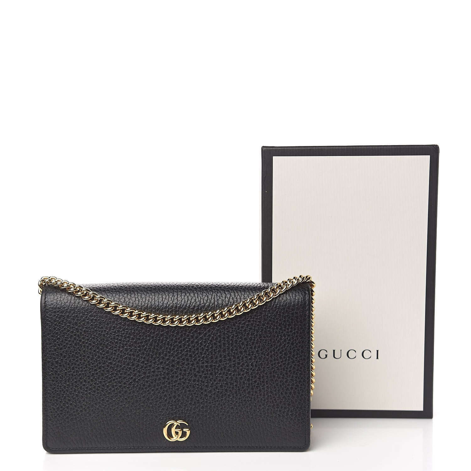 Gucci Calfskin Mini GG Marmont Chain Wallet Black 13 of 13