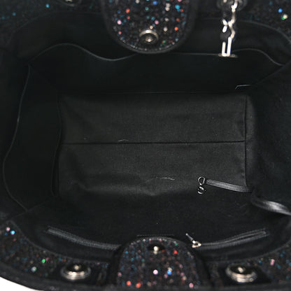 Chanel Calfskin Sequin Medium Deauville Tote Black 5 of 10