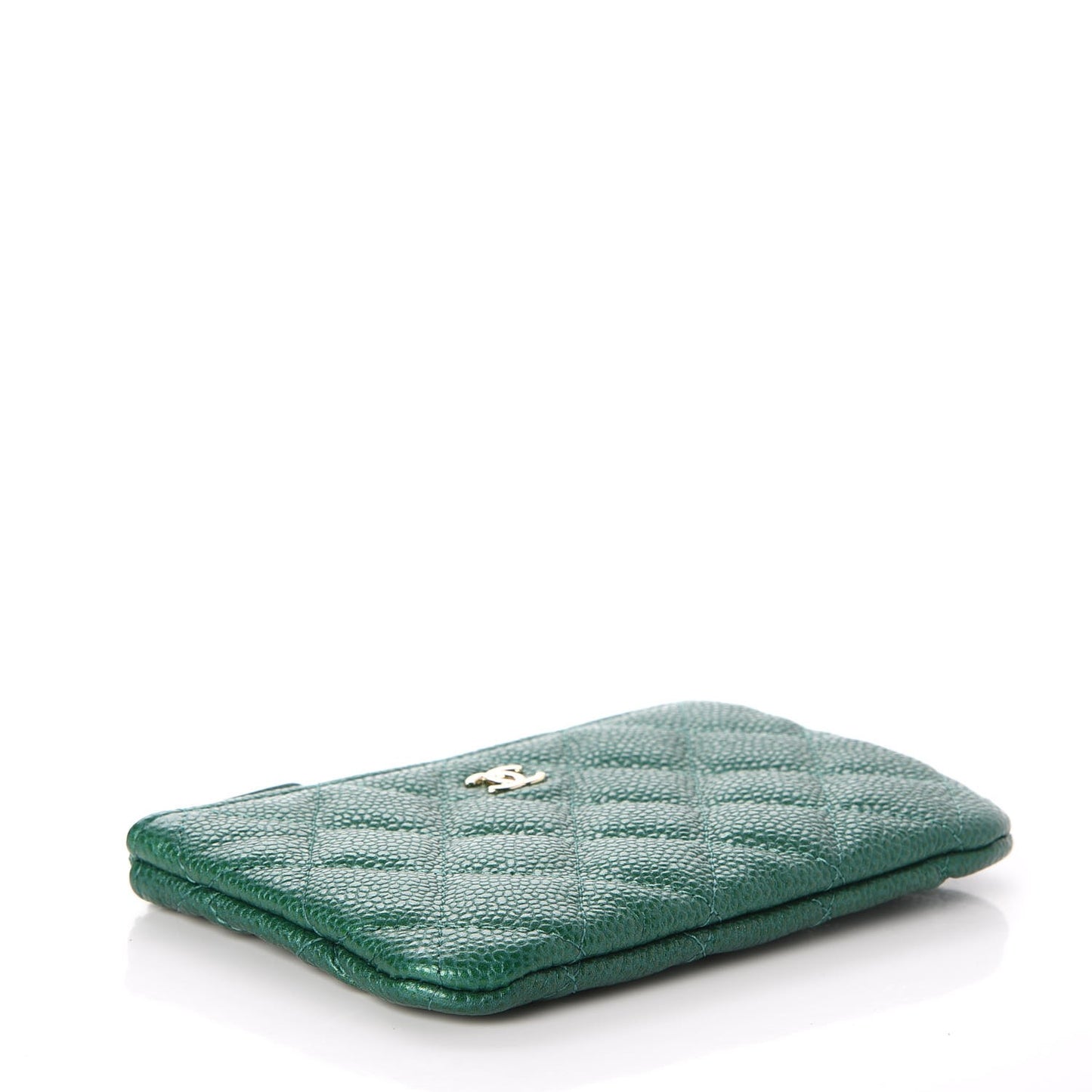 Caviar Quilted Small Cosmetic Case Green