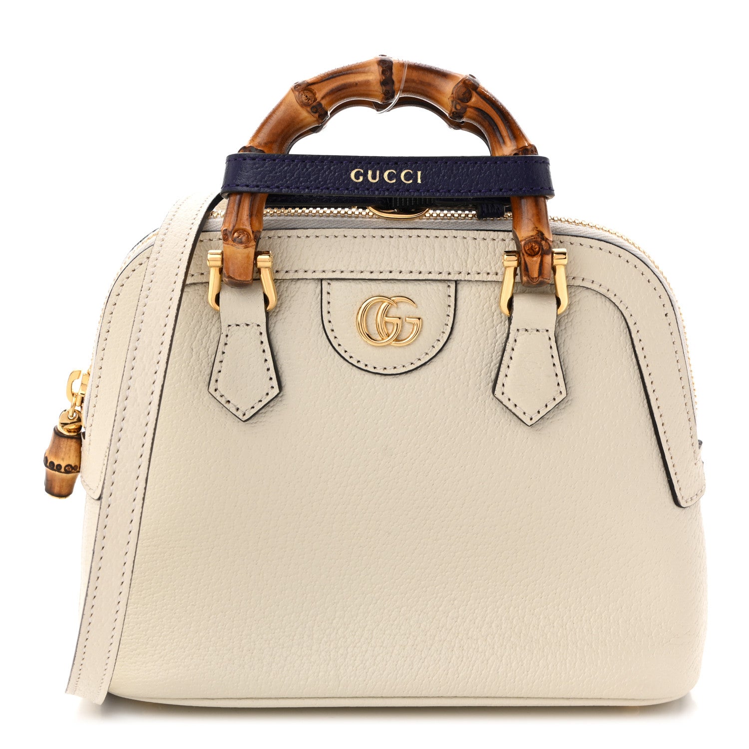 Gucci Textured Dollar Calfskin Mini Diana Dome Tote Bag White 1 of 11