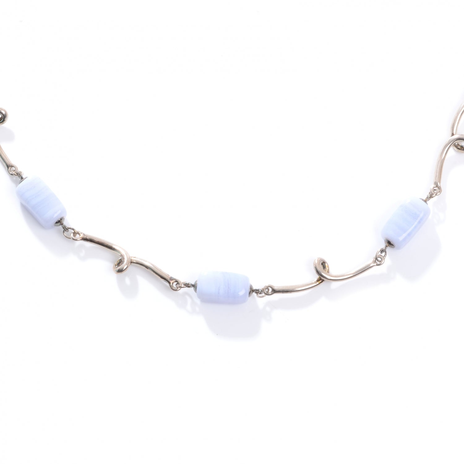 Tiffany Sterling Silver Lace Agate Twist Necklace 1 of 6