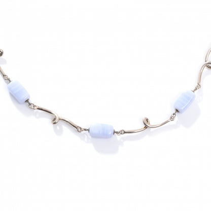 Tiffany Sterling Silver Lace Agate Twist Necklace 1 of 6