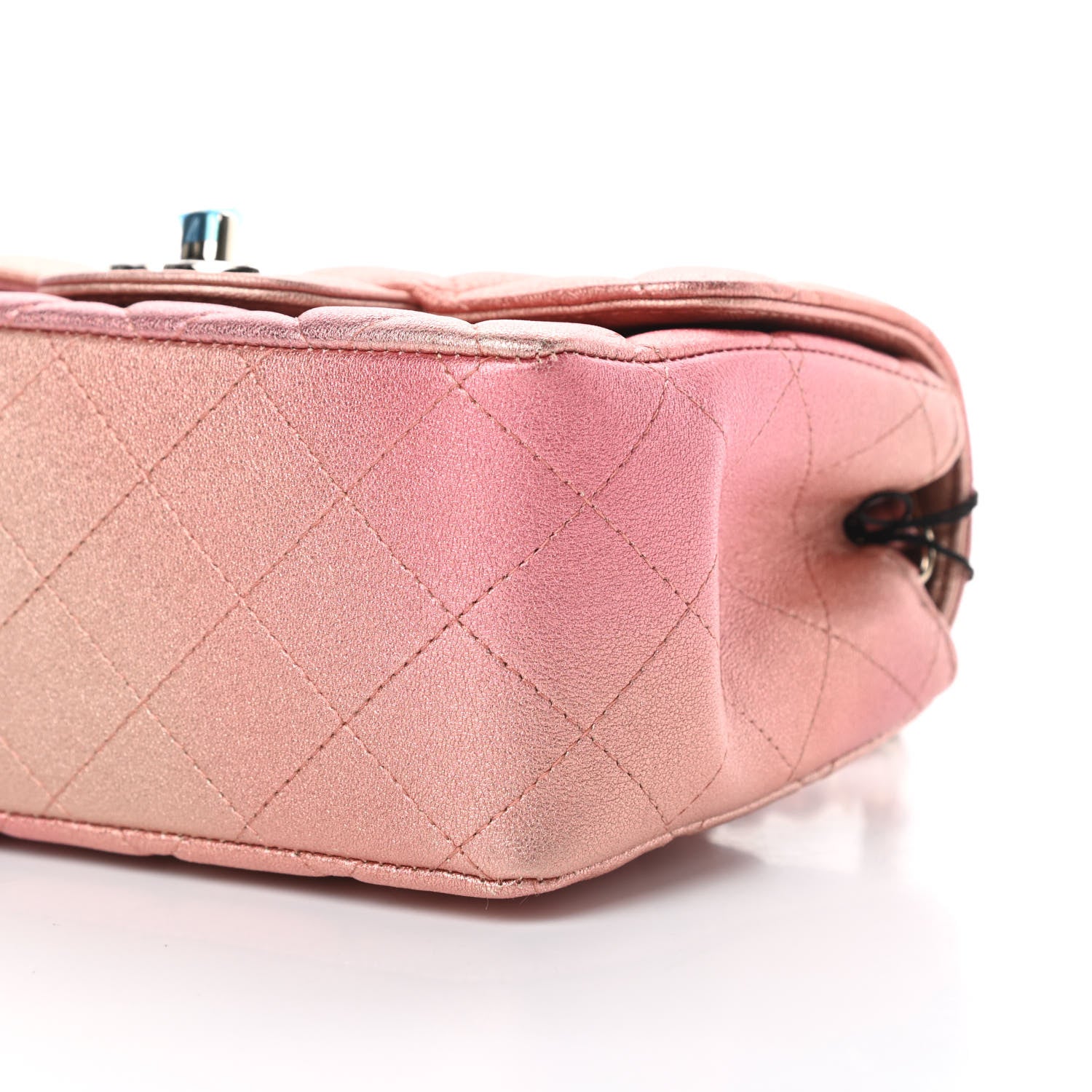 Chanel Metallic Lambskin Quilted Ombre Mini Square Flap Pink 10 of 11