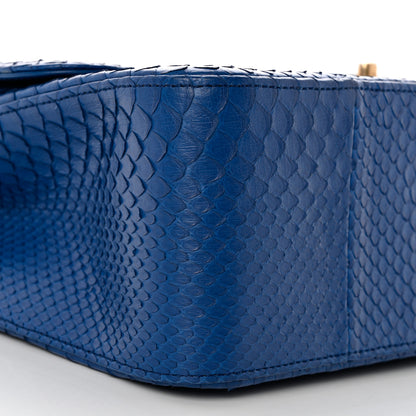 Chanel Snakeskin Jumbo Double Flap Bright Blue 10 of 11