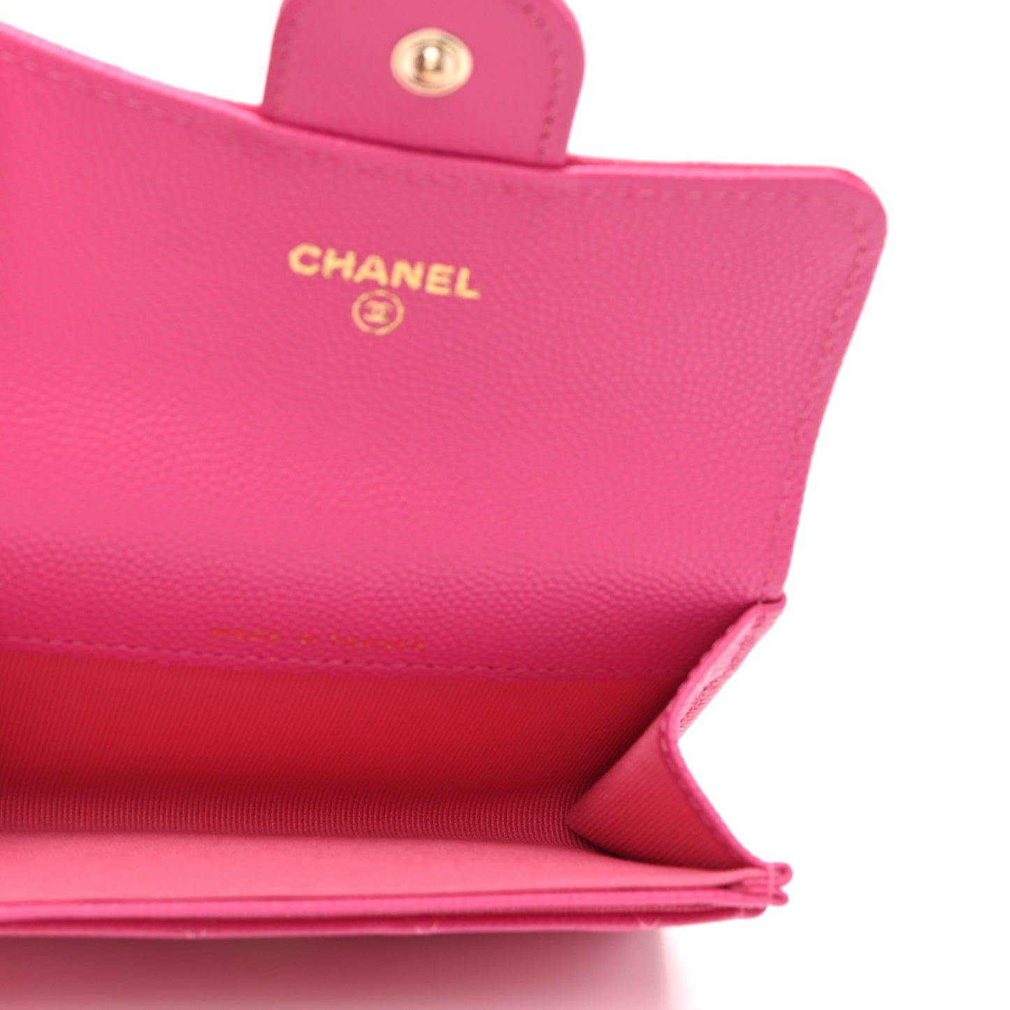 Caviar Quilted Flap Card Holder Wallet Pink