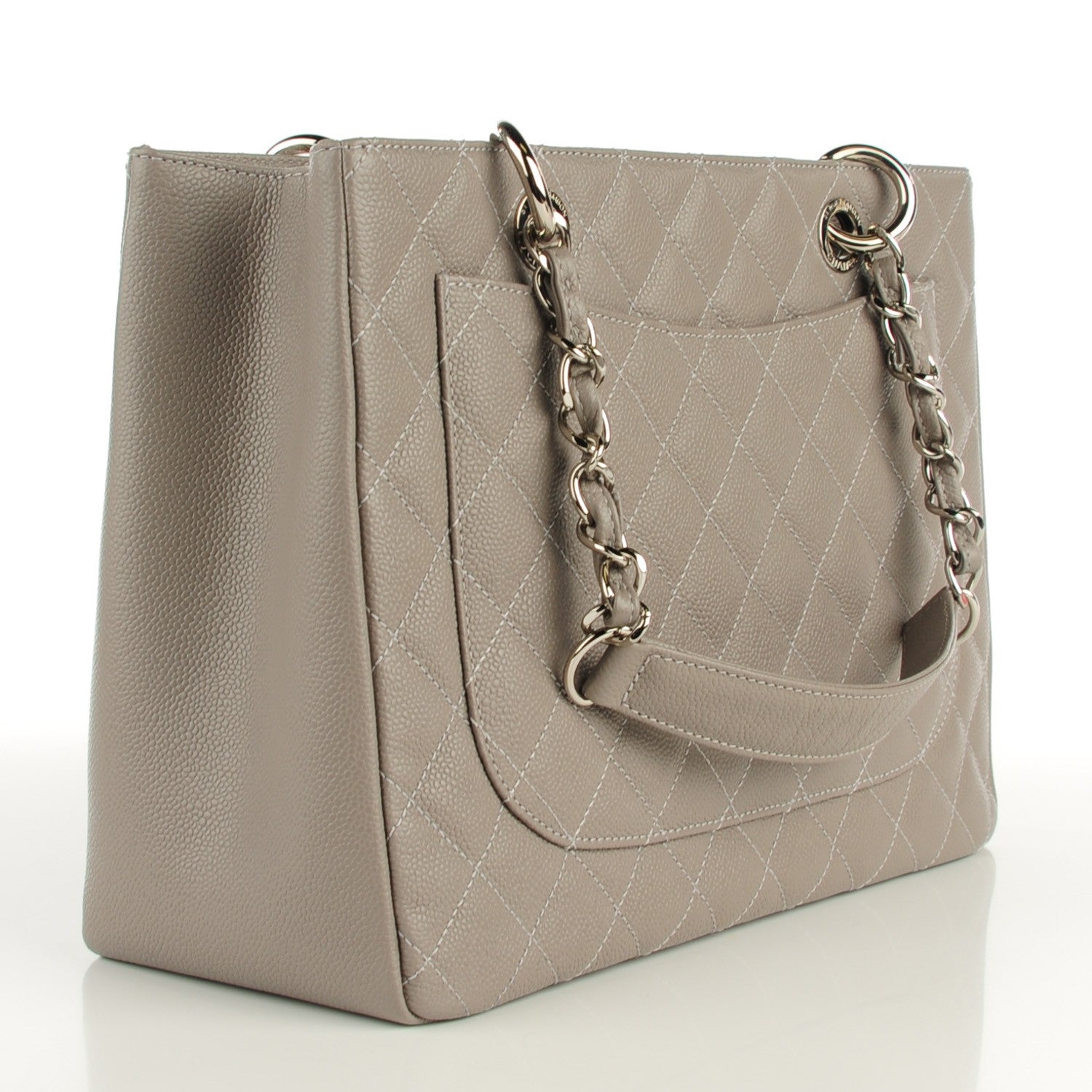 Chanel Caviar Quilted Grand Shopping Tote GST Light Grey 3 of 7