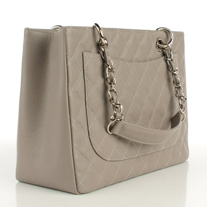 Chanel Caviar Quilted Grand Shopping Tote GST Light Grey 3 of 7