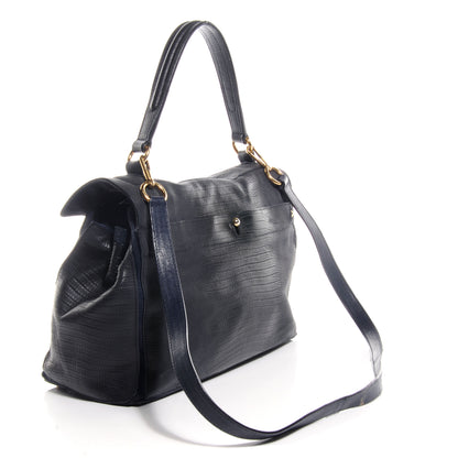 Saint Laurent Leather Lizard Embossed Muse Two Blue 3 of 9