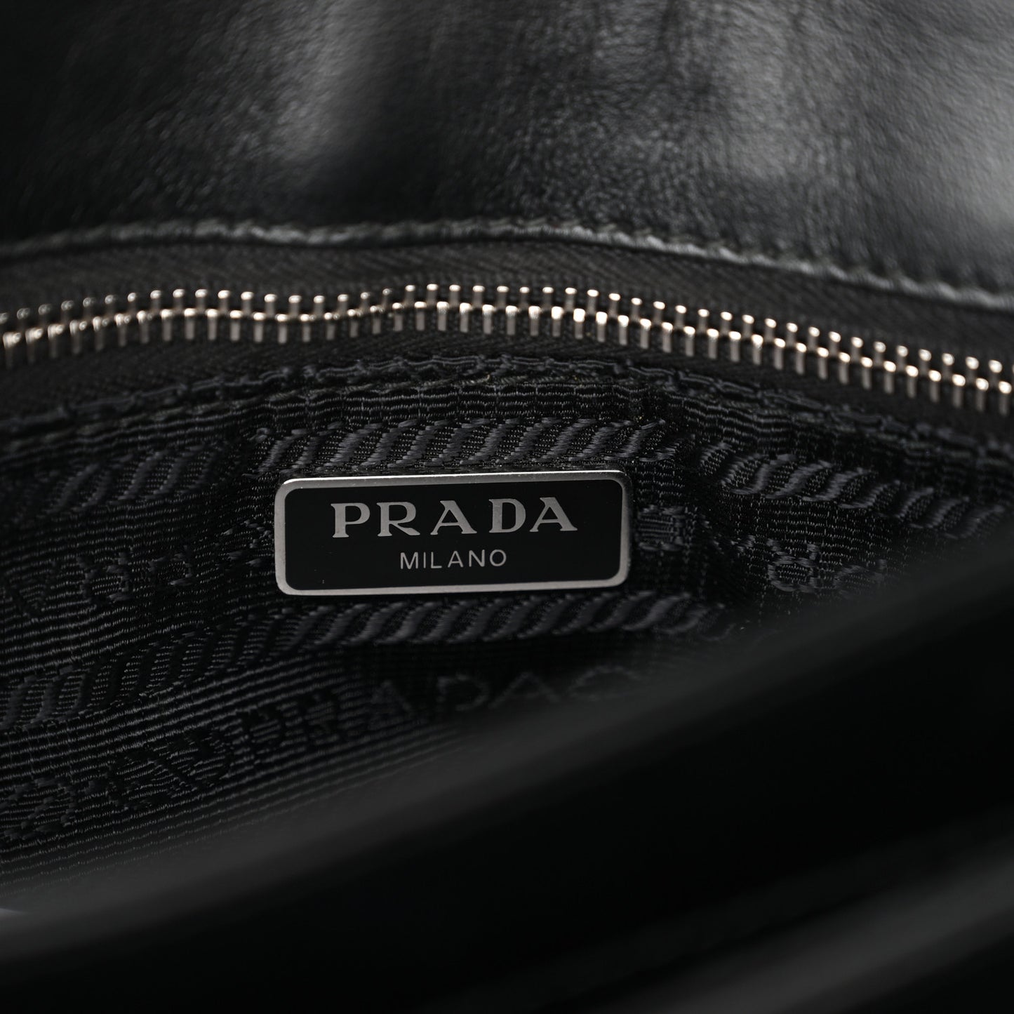 Saffiano Tessuto Nylon Chain Shoulder Bag Black