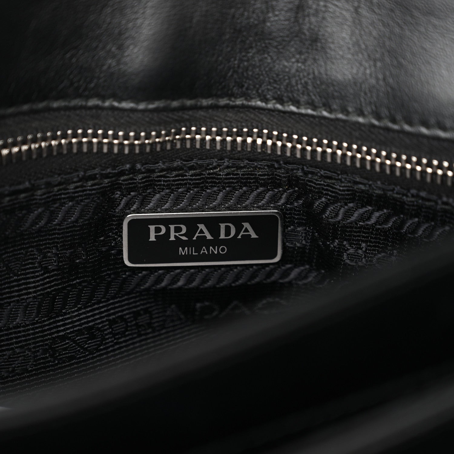 Prada Saffiano Tessuto Nylon Chain Shoulder Bag Black 6 of 11
