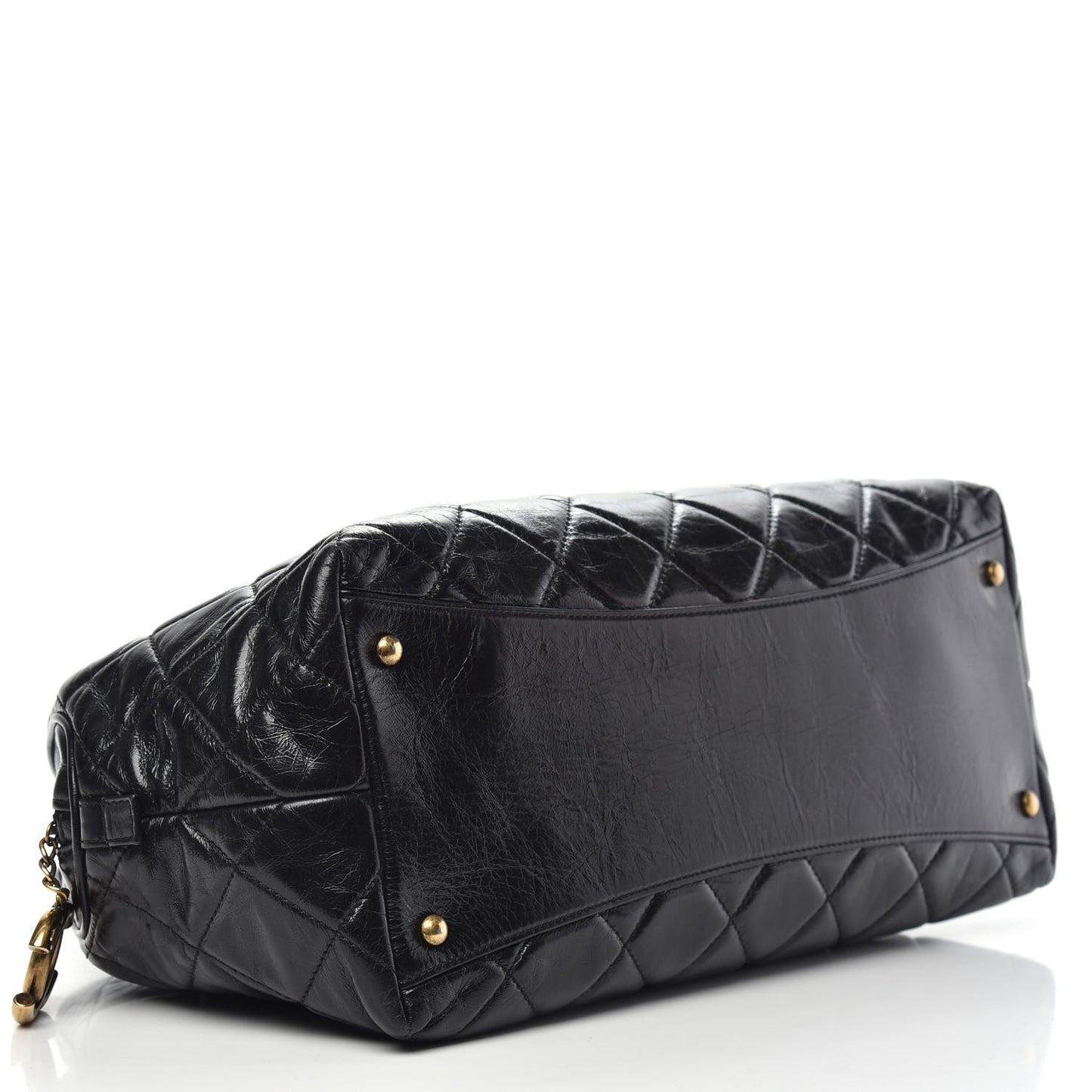 Glazed Calfskin Castle Rock Bowling Bag Black