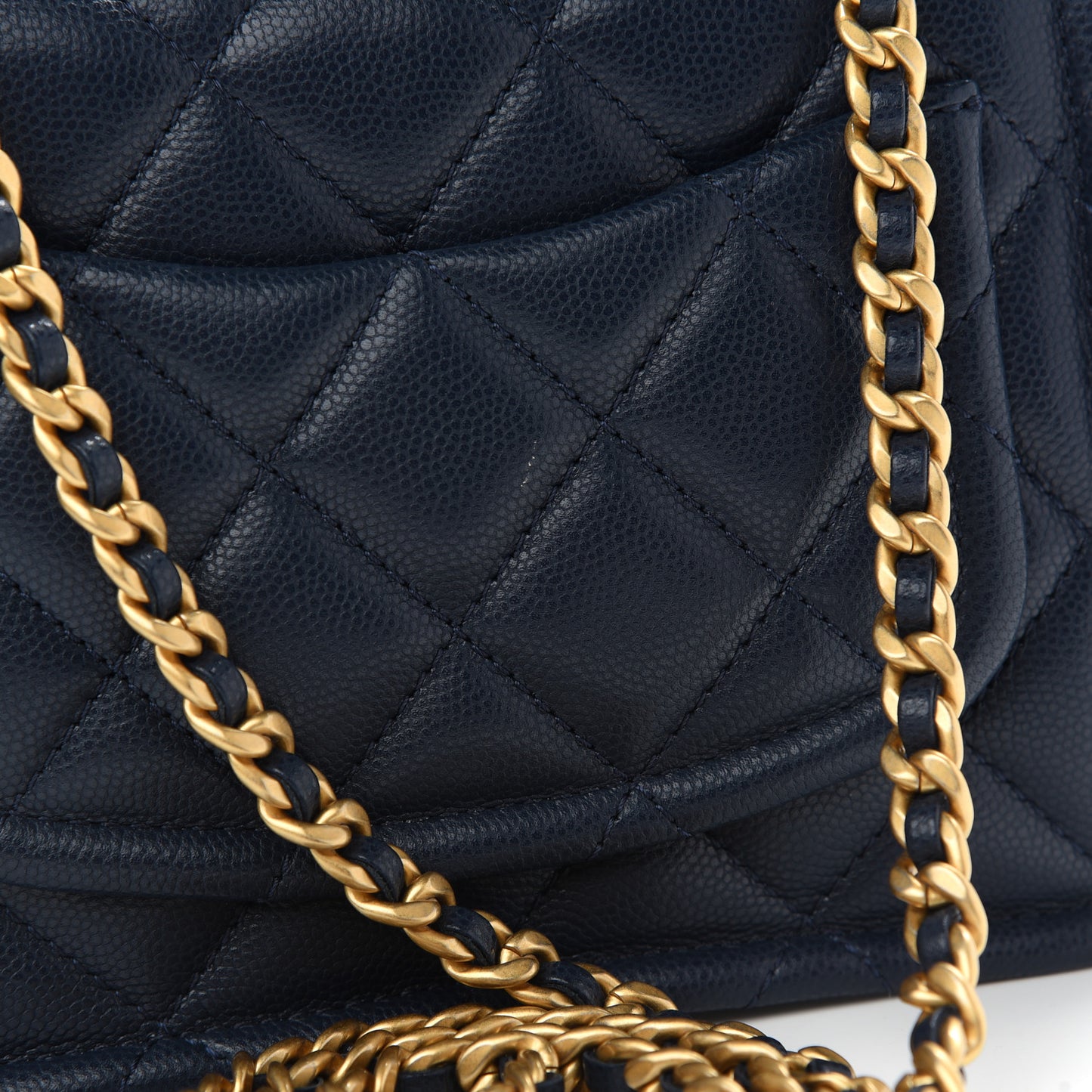 Caviar Quilted Mini Sweet Classic Flap Navy Blue
