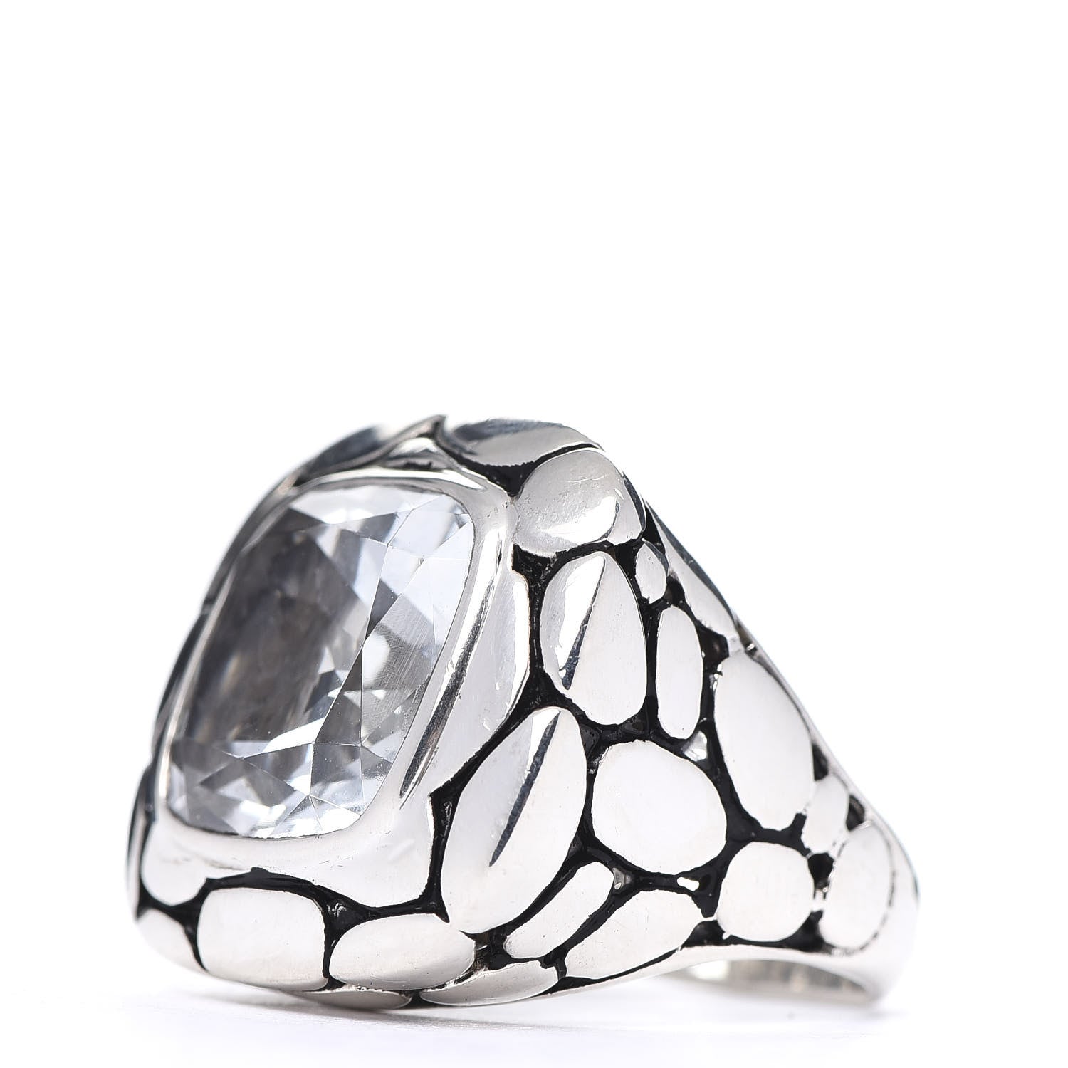 John Hardy Sterling Silver White Topaz Batu Kali Square Ring 54 6.75 3 of 5