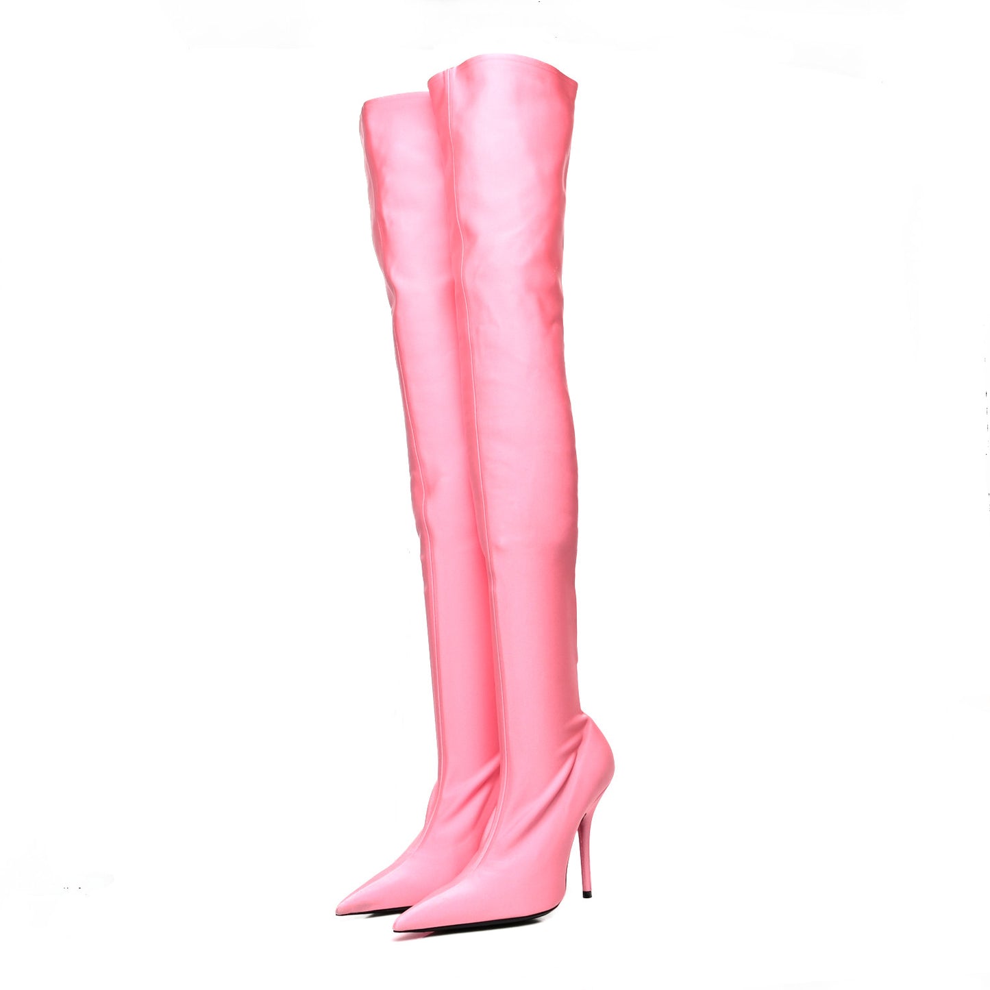 Spandex Pointed Toe Knife Thigh High Boots 38 Rose Dragee