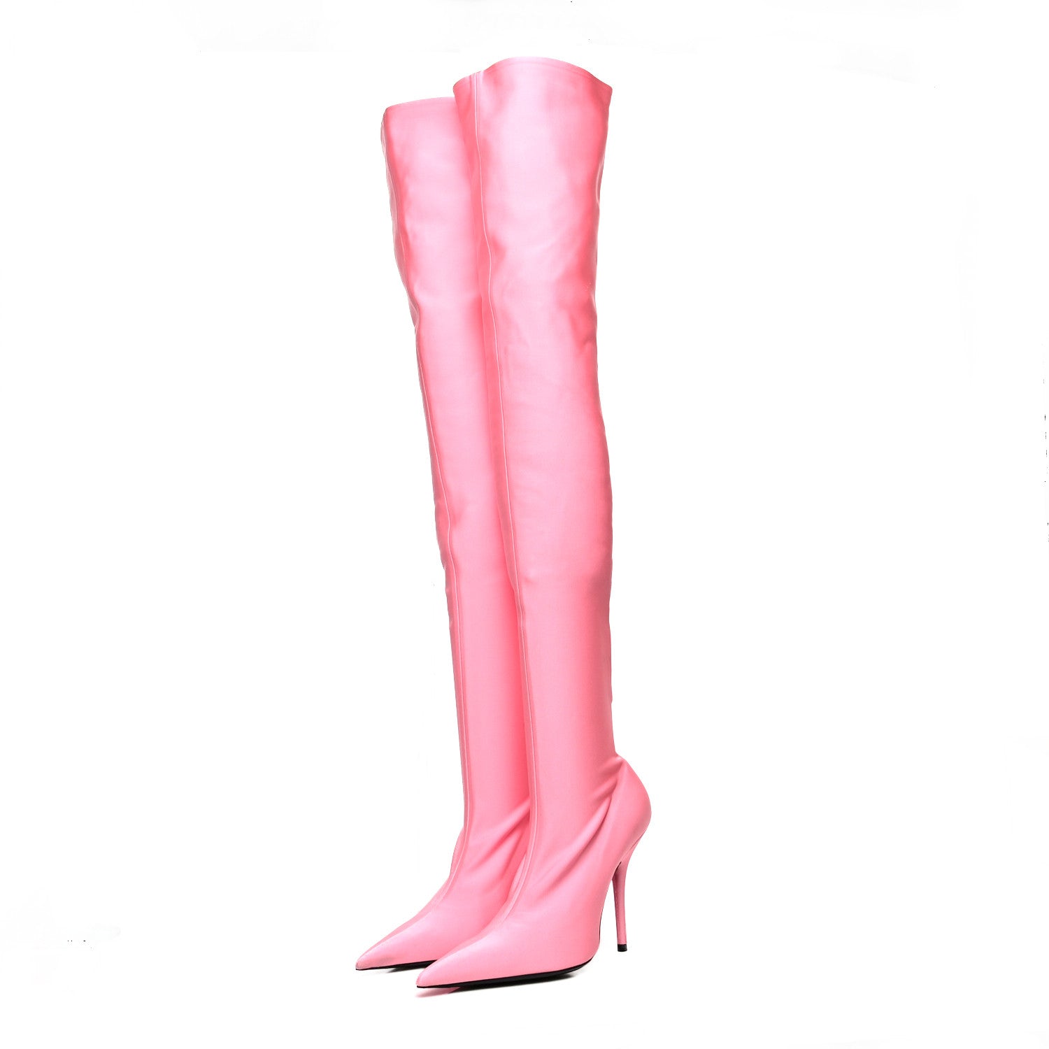 Balenciaga Spandex Pointed Toe Knife Thigh High Boots 38 Rose Dragee 3 of 8