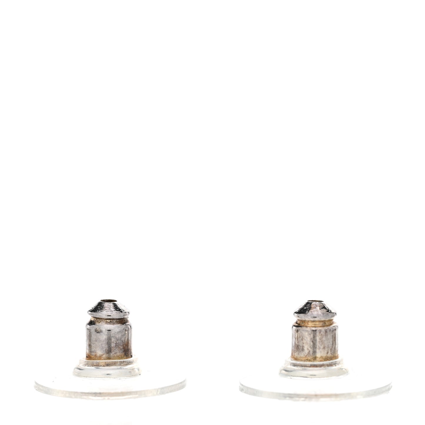 Crystal CC Stud Earrings Black Silver