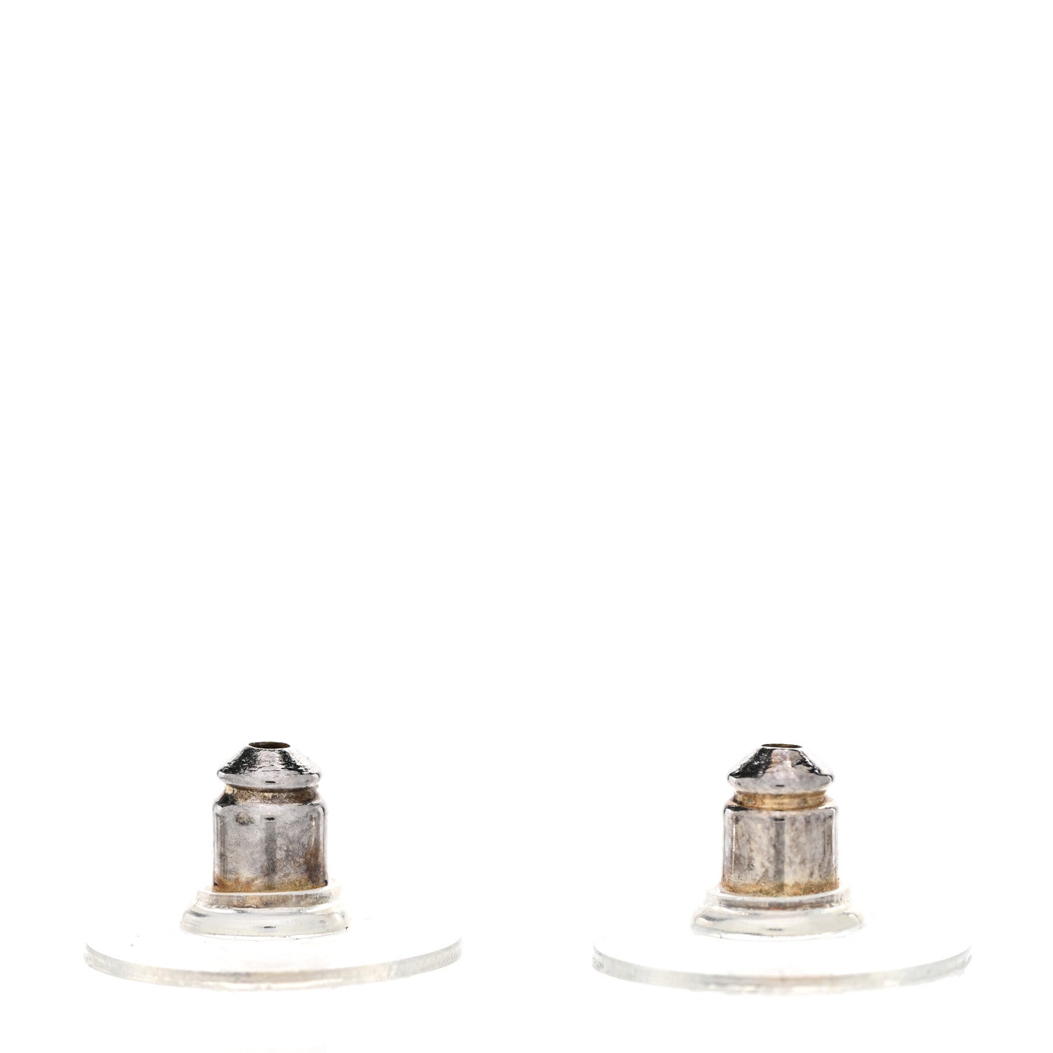 Chanel Crystal CC Stud Earrings Black Silver 5 of 7