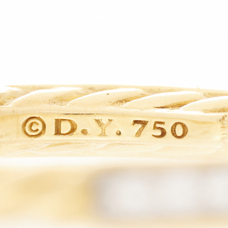18K Yellow Gold Diamond 25mm Sculpted Cable Pave Hoop Earrings
