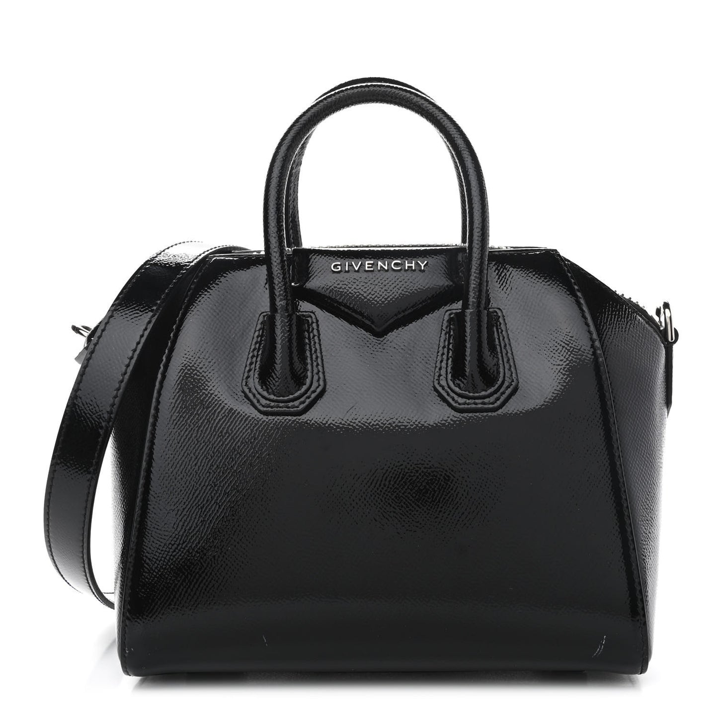 Textured Patent Calfskin Mini Antigona Black