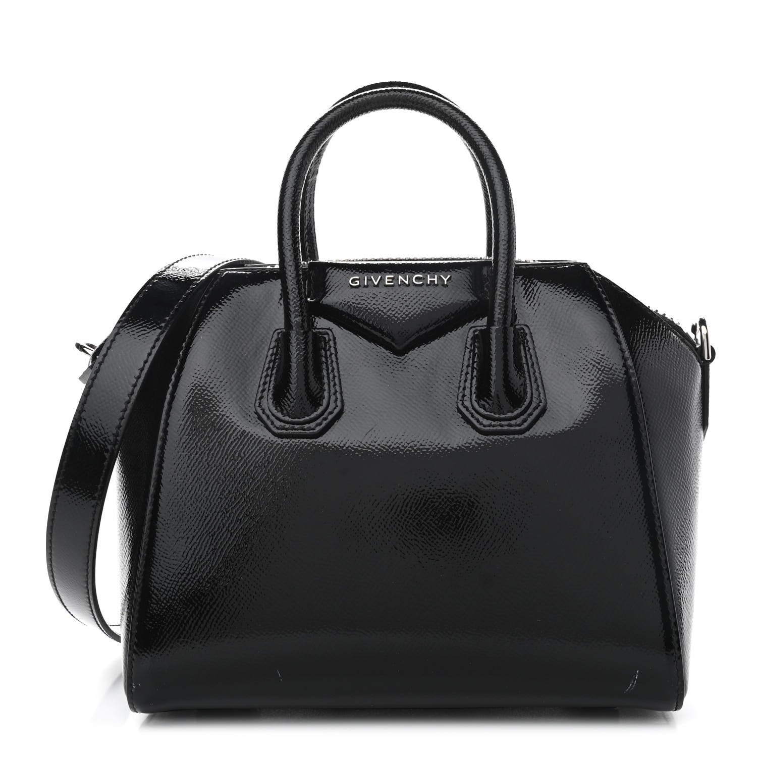 Givenchy Textured Patent Calfskin Mini Antigona Black 1 of 13