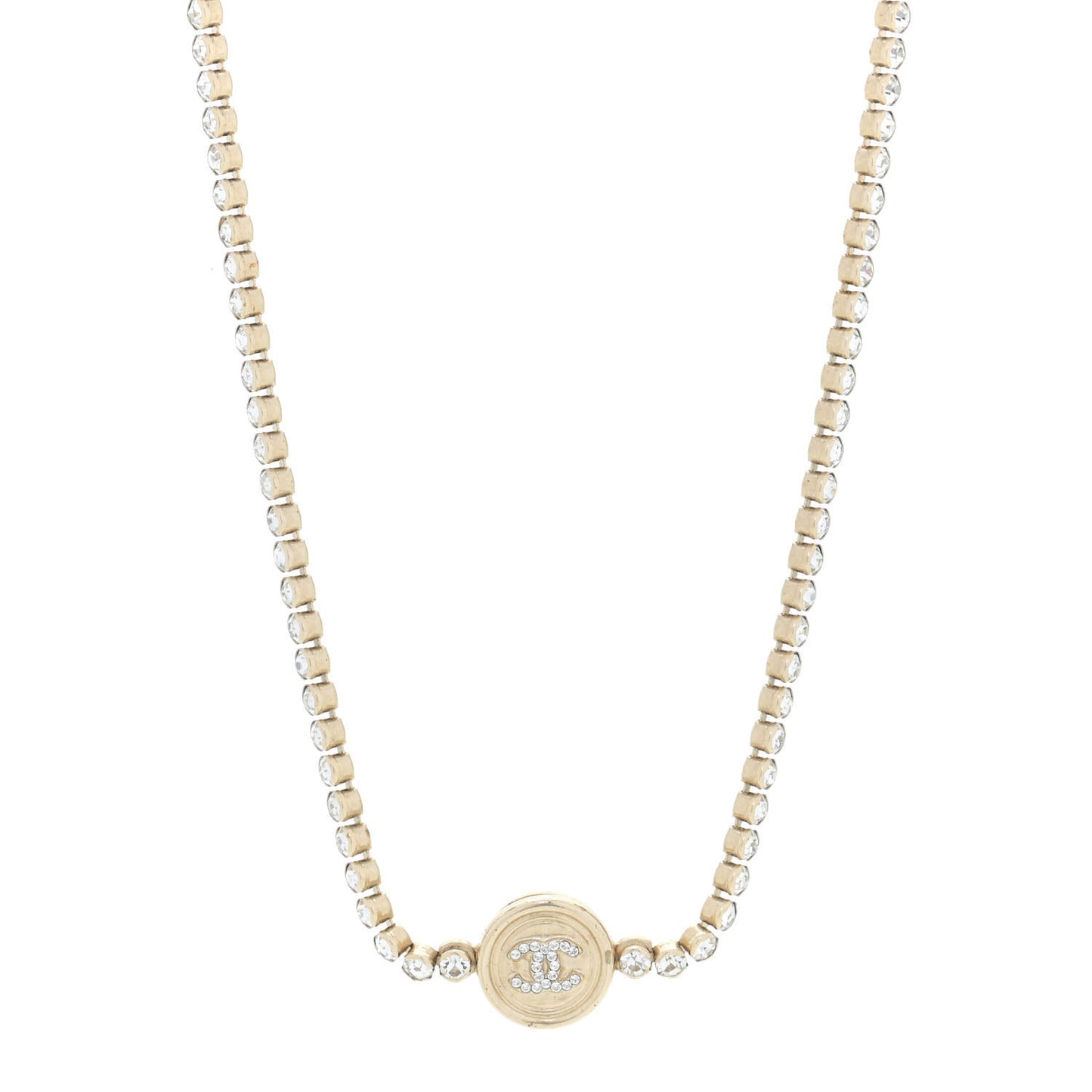 Crystal CC Chain Short Necklace Gold