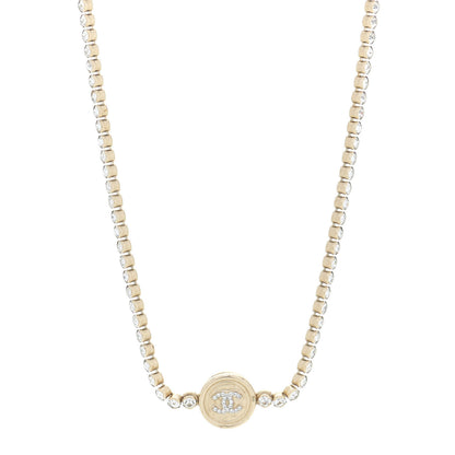 Chanel Crystal CC Chain Short Necklace Gold 1 of 7