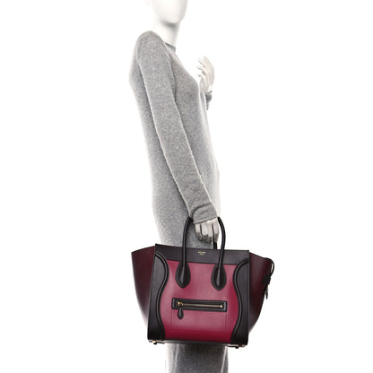 Celine Satin Calfskin Mini Tri-Color Luggage Purple Orchid 2 of 12
