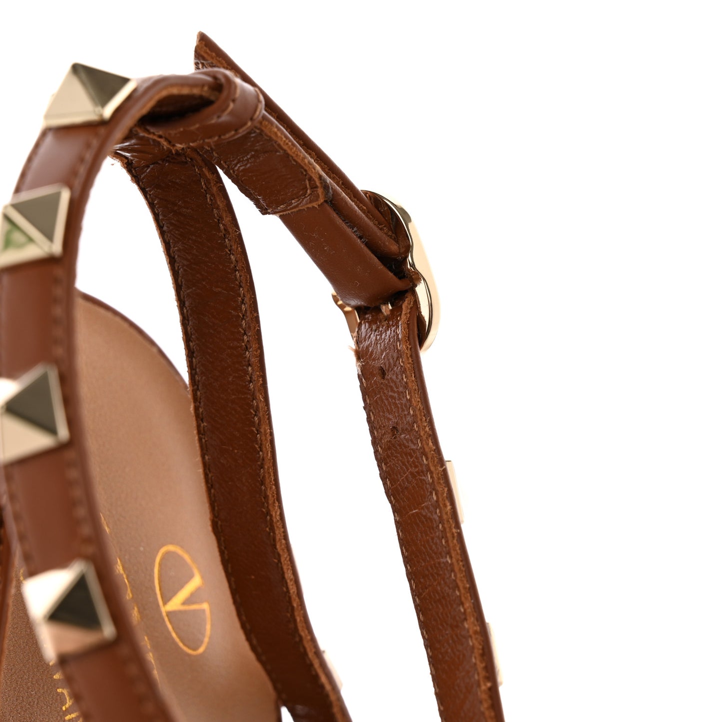 Canvas Leopard Print Rockstud Ankle Strap 100mm Pumps 36.5 Brown