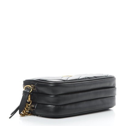 Gucci Calfskin Matelasse Mini GG Marmont Chain Crossbody Bag Black 4 of 14