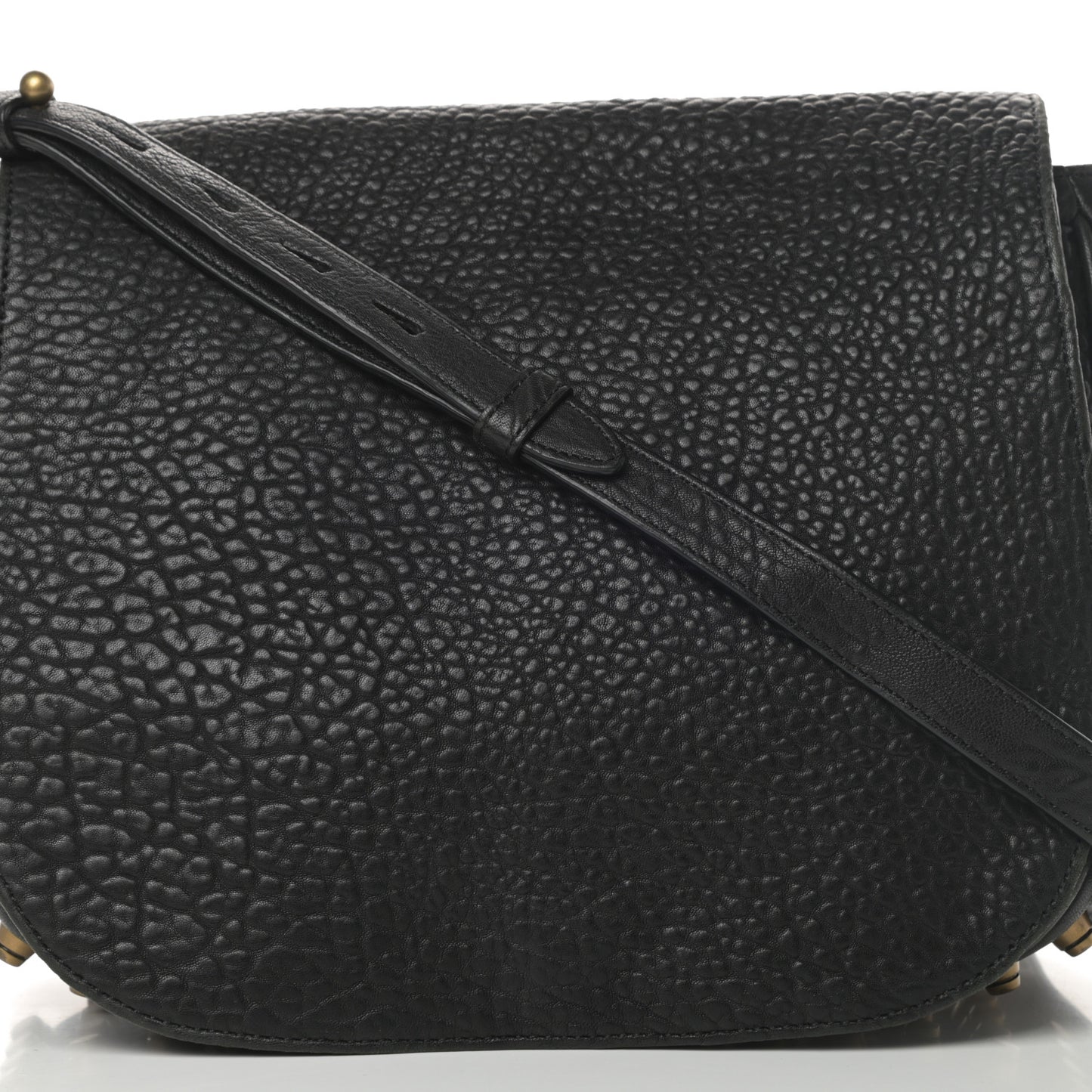 Pebbled Lambskin Lia Sling Black with Antique Brass Hardware