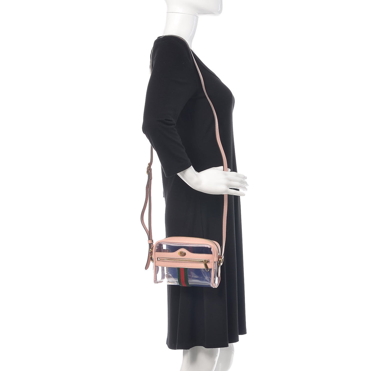 Vinyl Web Mini Ophidia Transparent Shoulder Bag Perfect Pink