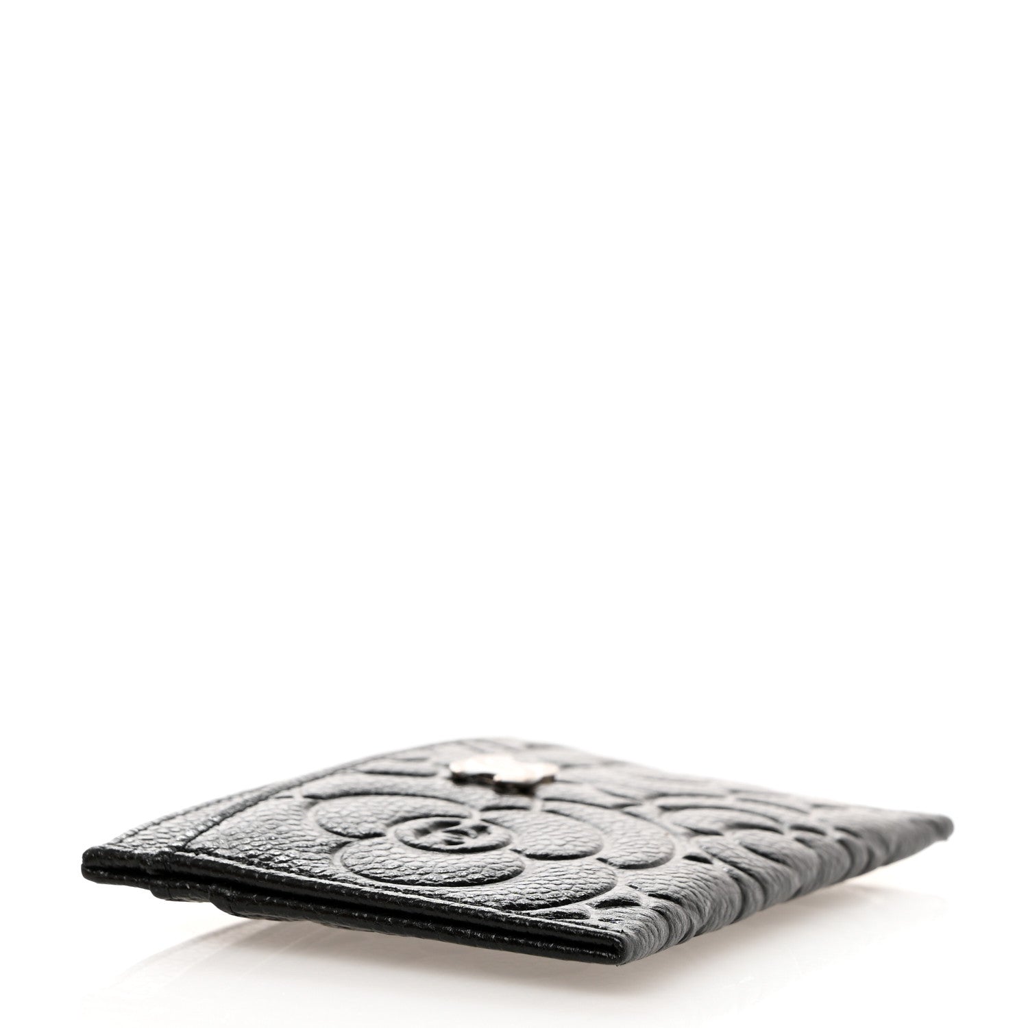 Chanel Caviar Camellia Embossed Card Holder Black 4 of 9