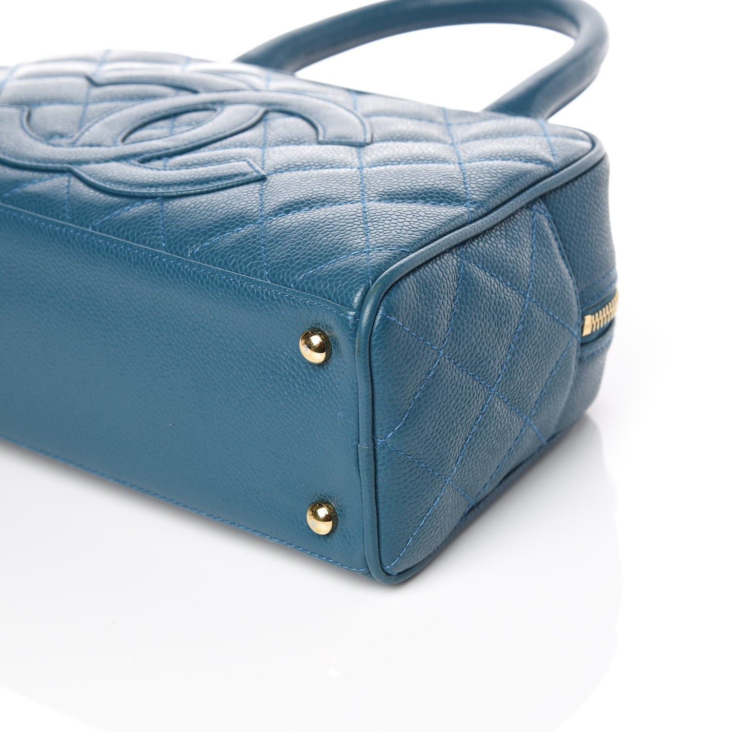 Chanel Caviar Quilted Small Bowler Blue 6 of 10