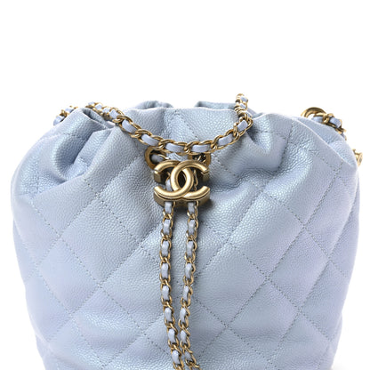 Chanel Iridescent Caviar Quilted My Perfect CC Bucket Drawstring Bag Light Blue 8 of 11