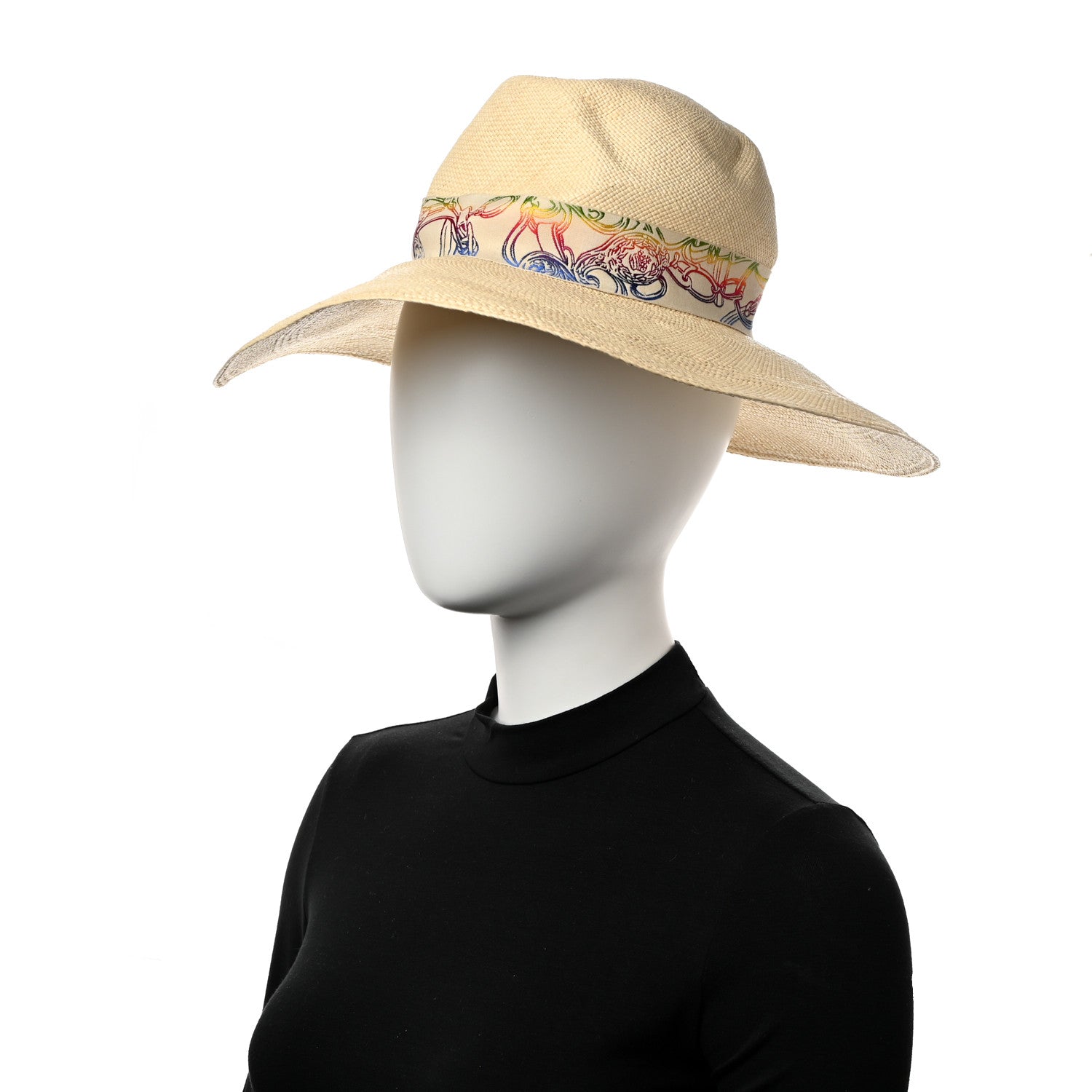 Hermes Straw Panama Brisa Brides De Gala Hat 57 Naturel Multicolore 2 of 9