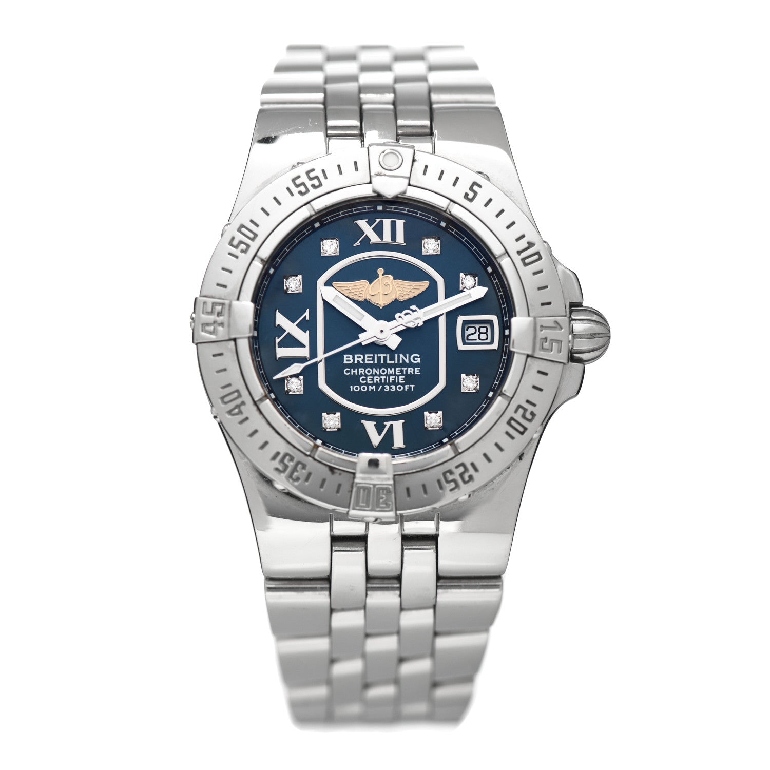 Breitling Stainless Steel Diamond 30mm Starliner Quartz Watch Blue A71340 1 of 5