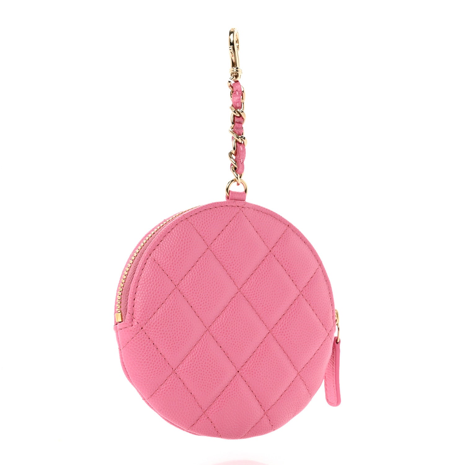 Chanel Caviar Quilted Round Clip On Coin Purse Pink 3 of 8