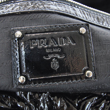 Prada Vernice Chevron Dome Satchel Black 9 of 10