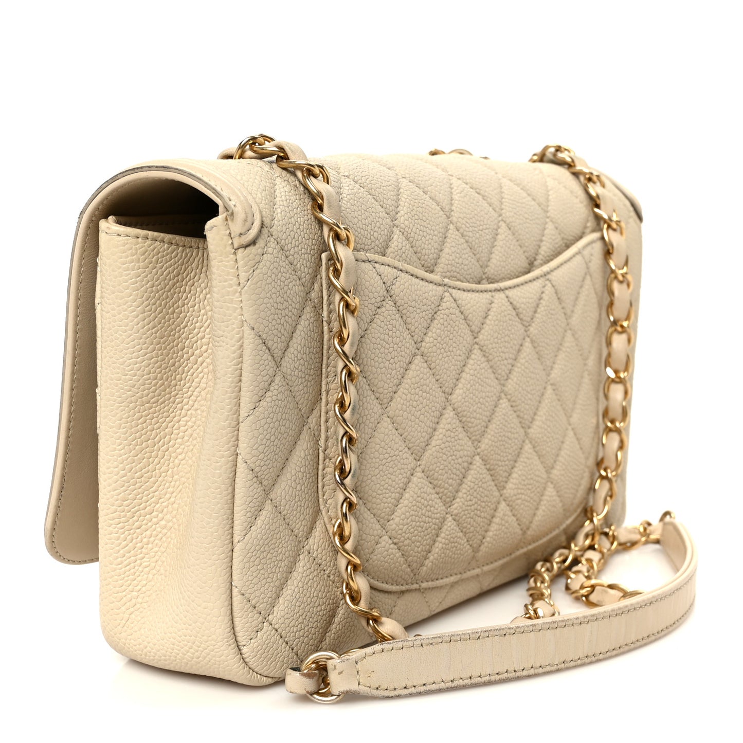 Caviar Quilted Medium CC Filigree Flap Beige