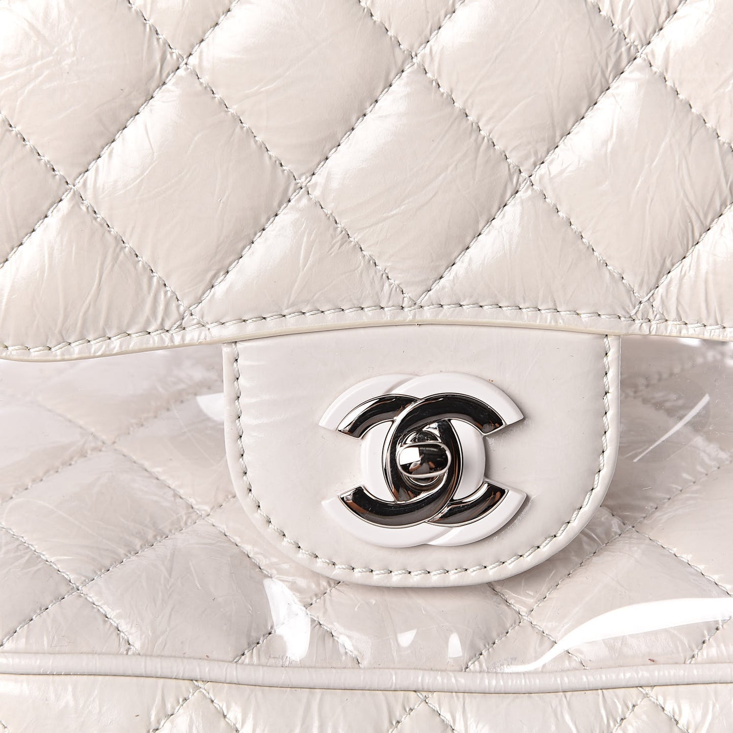 Crumpled Calfskin PVC Quilted Backpack White