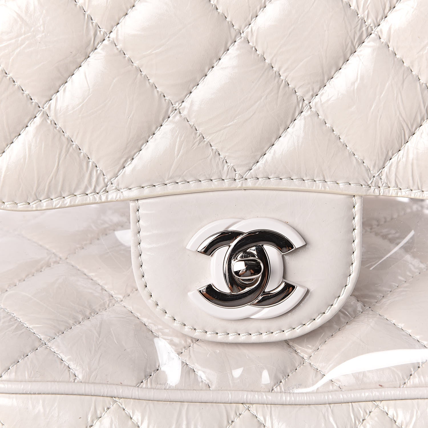Chanel Crumpled Calfskin PVC Quilted Backpack White 11 of 11
