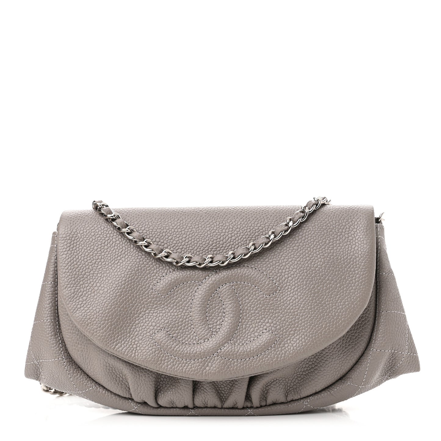 Caviar Half Moon Wallet On Chain WOC Light Grey