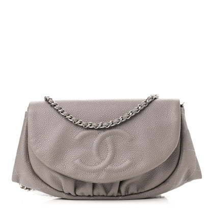 Chanel Caviar Half Moon Wallet On Chain WOC Light Grey 1 of 10
