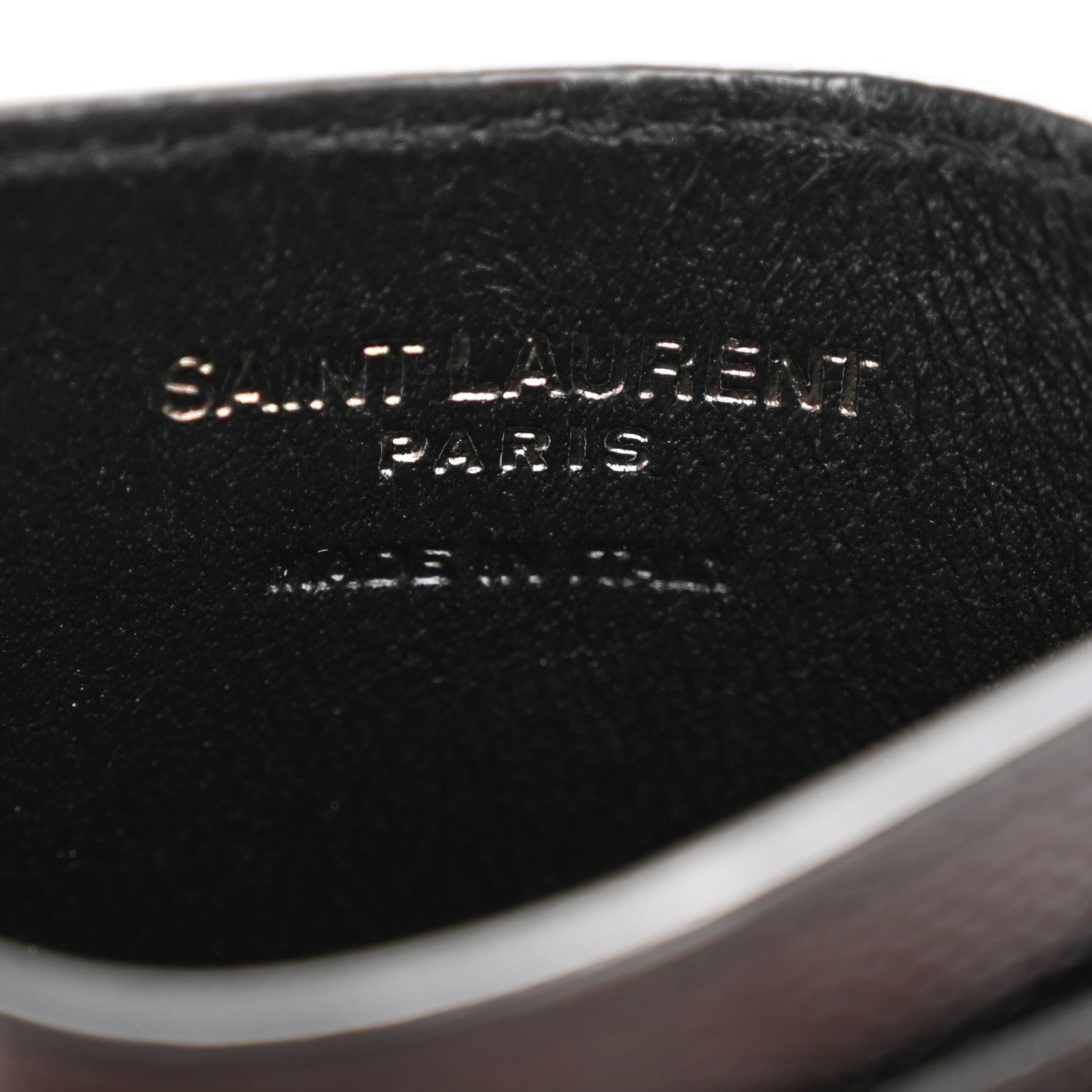 Saint Laurent Grain De Poudre Matelasse Chevron Monochrome Monogram Credit Card Case Black 6 of 10